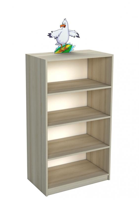 Відкрита стінка "Морські пригоди", з накладкою у вигляді "Чайка на хвилі" та фотодруком, з 4-ма полицями, матеріал корпусу - ЛДСП, АЛМАНТ, 702х400х1400(1820) мм